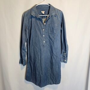 J.Crew Womens Chambray Shirt Dress Size‎ S Button Down Long Sleeve Denim